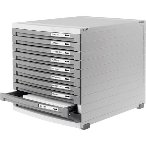 HAN CONTUR 1510-19 Schubladenbox Lichtgrau DIN A4, DIN B5, DIN C4 Anzahl der Schubfächer: 10