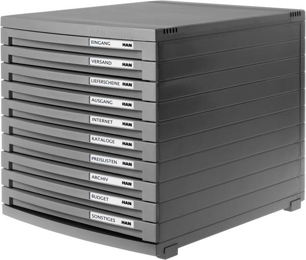 HAN CONTUR 1510-191 Schubladenbox Dunkelgrau DIN A4, DIN B4, DIN C4 Anzahl der Schubfächer: 10