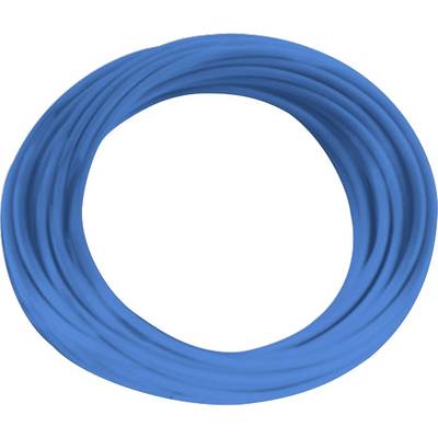 Ein blaues Kunststoffleitungskabel in einer kreisförmigen Anordnung, oft verwendet für elektrische Installationen oder DIY-Projekte.