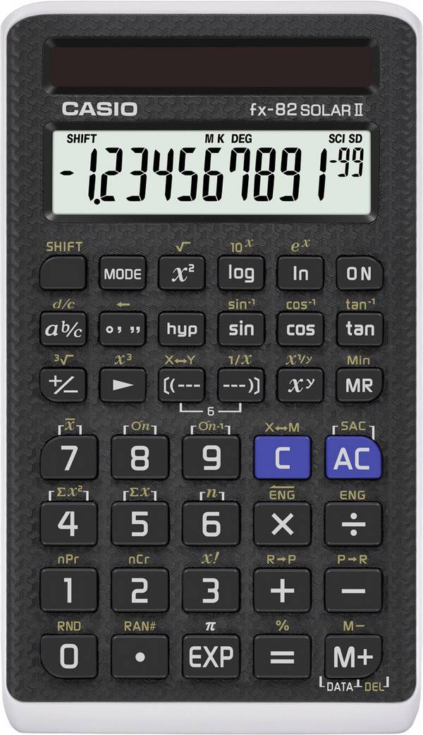 Casio FX-82SOLARII Schulrechner Schwarz Display (Stellen): 10 solarbetrieben (B x H x T) 71 x 10 x 134 mm