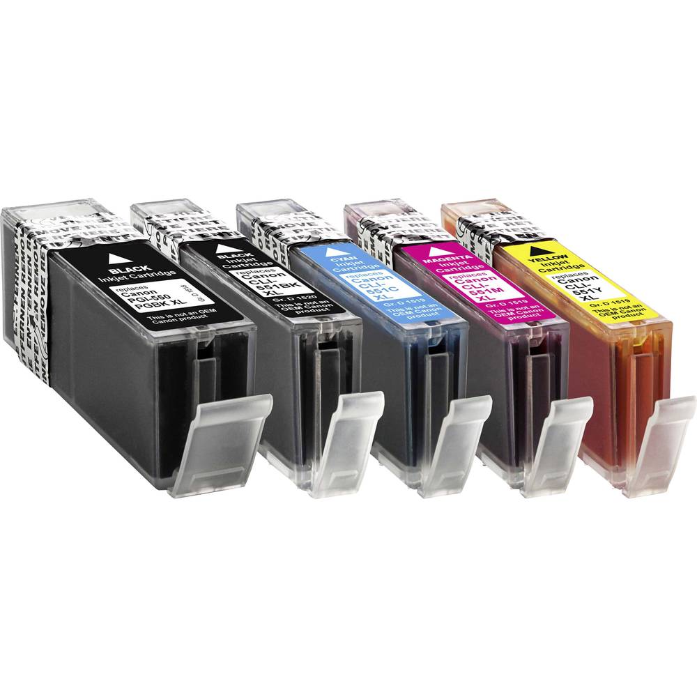 Basetech Inkt vervangt Canon CLI-551 XL Compatibel Combipack Foto zwart, Zwart, Cyaan, Magenta, Geel