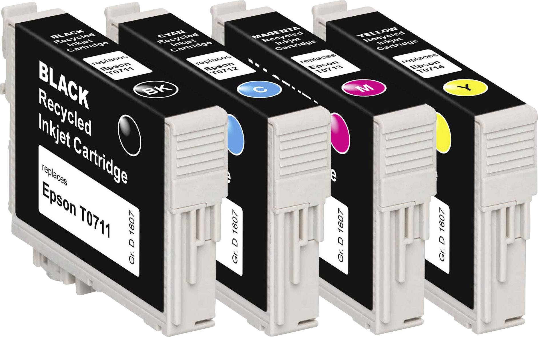 CONRAD Basetech Tinte ersetzt Epson T0711, T0712, T0713, T0714 Kompatibel Kombi-Pack Schwarz