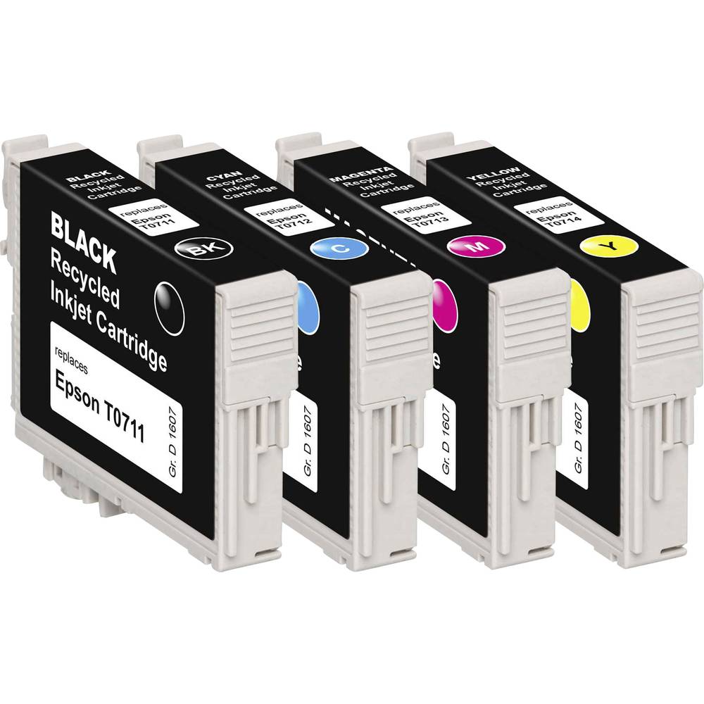 Basetech Inkt vervangt Epson T0711, T0712, T0713, T0714 Compatibel Combipack Zwart, Cyaan, Magenta, 