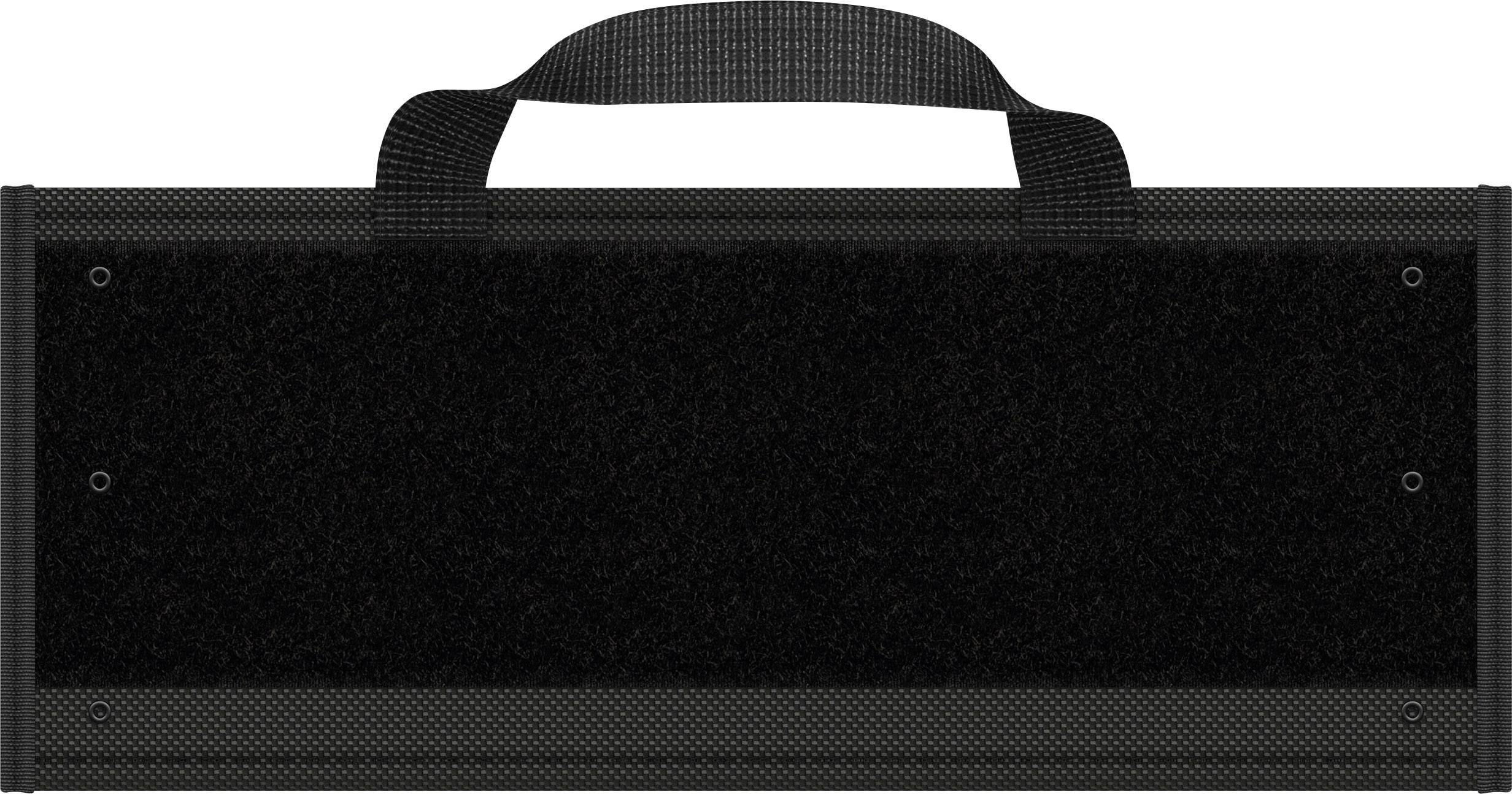 Schwarze Tragetasche mit Tragegriff, ohne sichtbare Aufschrift oder Dekoration.