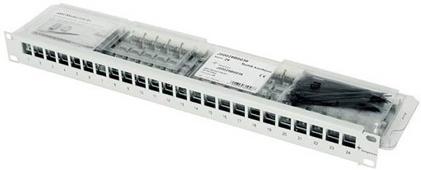 Telegärtner 100007009 24 Port Netzwerk-Patchpanel 483 mm (19") CAT 6a 1 HE Schwarz Bestückt