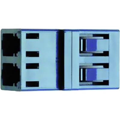 'Dual USB-Anschluss in einem blauen Gehäuse, zeigt zwei vertikale Ports, geeignet für Hardwareverbindungen in elektronischen Geräten.'