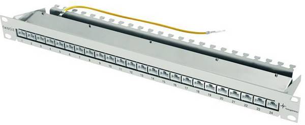 Telegärtner 100007018 24 Port Netzwerk-Patchpanel 483 mm (19") CAT 6a 1 HE Lichtgrau (RAL 7035) Bestückt