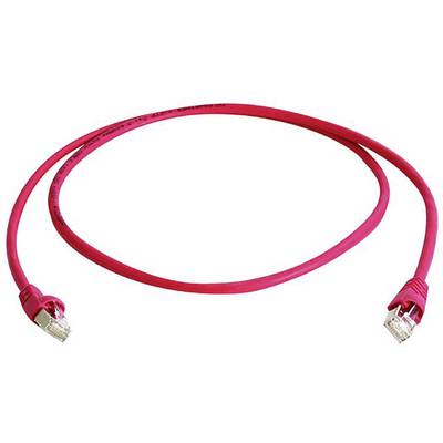 Rotes Ethernet-Kabel mit RJ45-Steckern an beiden Enden, dient zur Netzwerkverbindung.