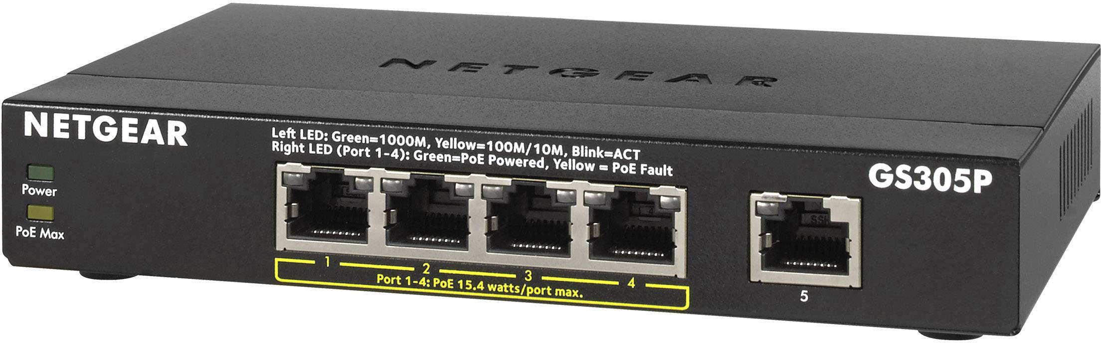 NETGEAR GS305P - Switch - unmanaged - 5 x 10/100/1000 (4 PoE)