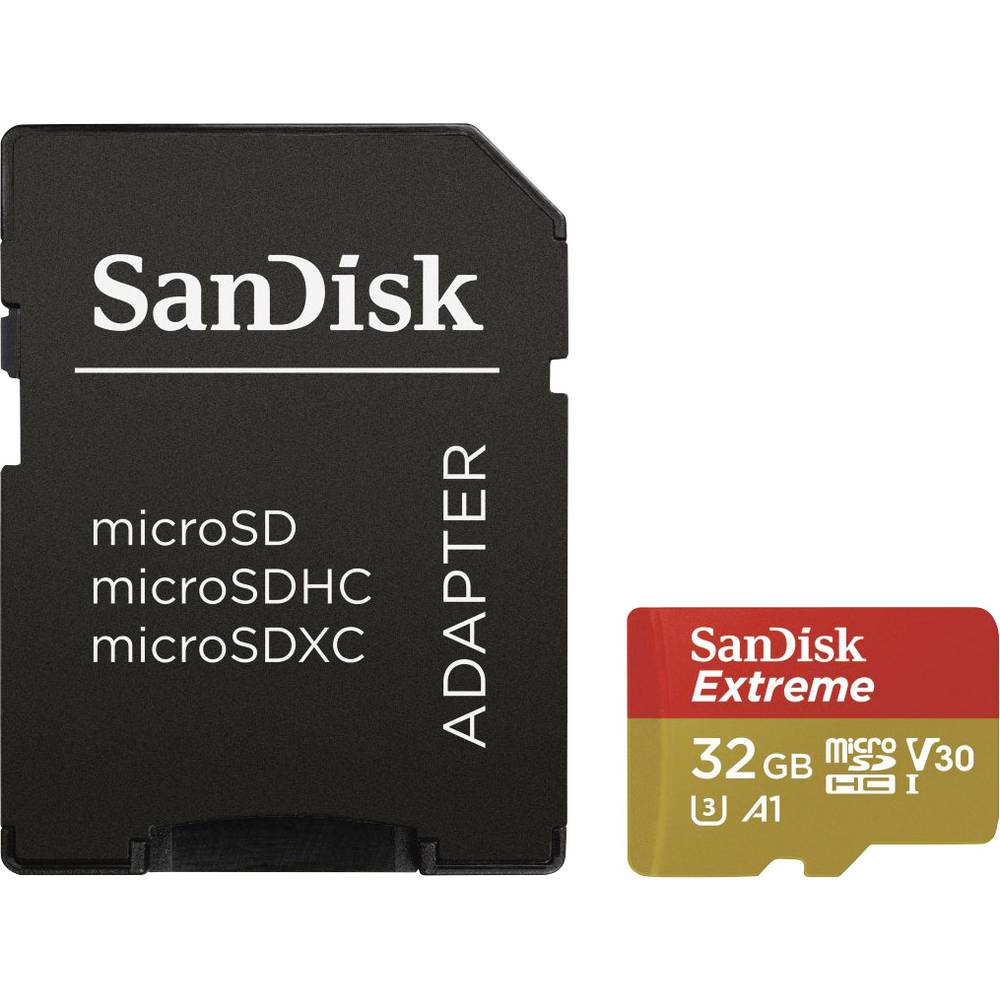 SanDisk 32 GB microSDHC-kaart Class 10, UHS-I, UHS-Class 3, v30 Video Speed Class incl. SD-adapter