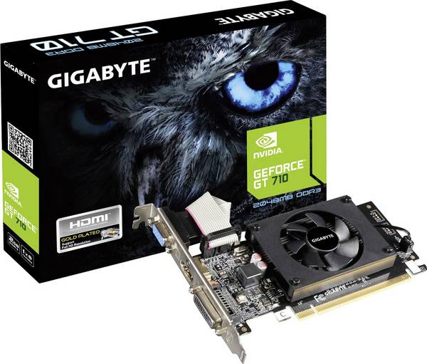 Gigabyte Grafikkarte Nvidia GeForce GT710 2 GB DDR3-RAM HDMI®, DVI, VGA Low Profile