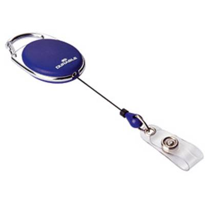 Blauer Ausweisjojo mit Clip und Einziehmechanismus, ideal zur Befestigung von Namensschildern oder Zugangskarten.