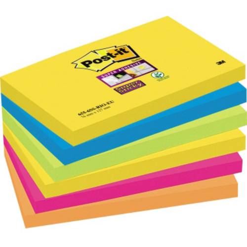 Post-it Haftnotiz 6556SR 127 mm x 76 mm Neongrün, Neonorange, Ultrablau, Ultragelb, Ultrapink 540 Blatt