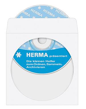 Herma CD Hülle 1140 1 CD/DVD/Blu-Ray Weiß Papier 100 St.-0