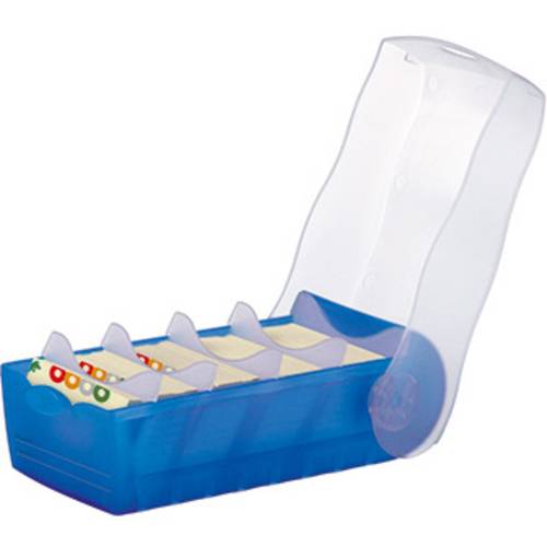 HAN CROCO 998-643 Karteikasten Blau, Transluzent max. Anzahl der Karten: 500 Karten DIN A8 quer inkl. 100 linierten Kart...