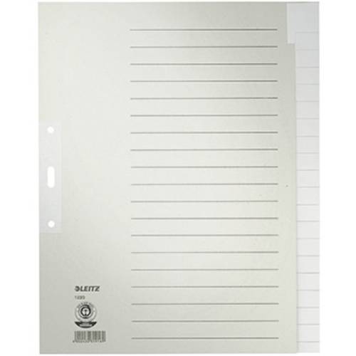 Leitz 1220 Register DIN A4, Überbreite blanko Tauenpapier Grau 20 Registerblätter 12200085