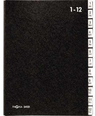 PAGNA 24121-04 Classic Hartpappe Schwarz DIN A4 Anzahl der Fächer: 12 1-12, Jan.-Dez.-0