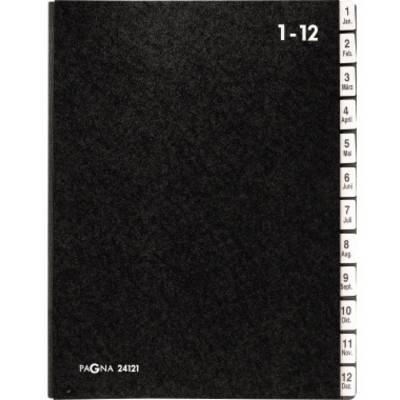 PAGNA 24121-04 Classic Hartpappe Schwarz DIN A4 Anzahl der Fächer: 12 1-12, Jan.-Dez.-0