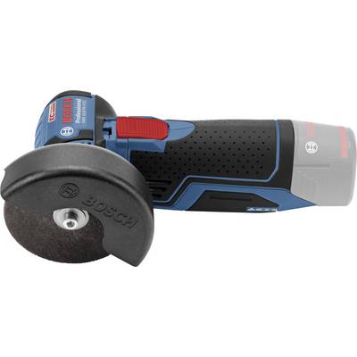 'Akkubetriebener Winkelschleifer von Bosch, Modell in Blau und Schwarz mit Schutzabdeckung und ergonomischem Griff.'