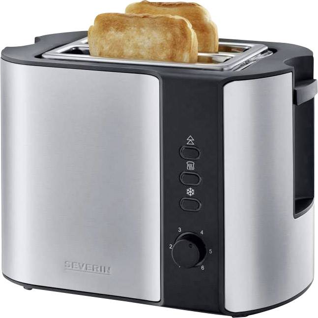 SEVERIN AT 2589 Toaster mit Brötchenaufsatz Edelstahl (gebürstet), Schwarz