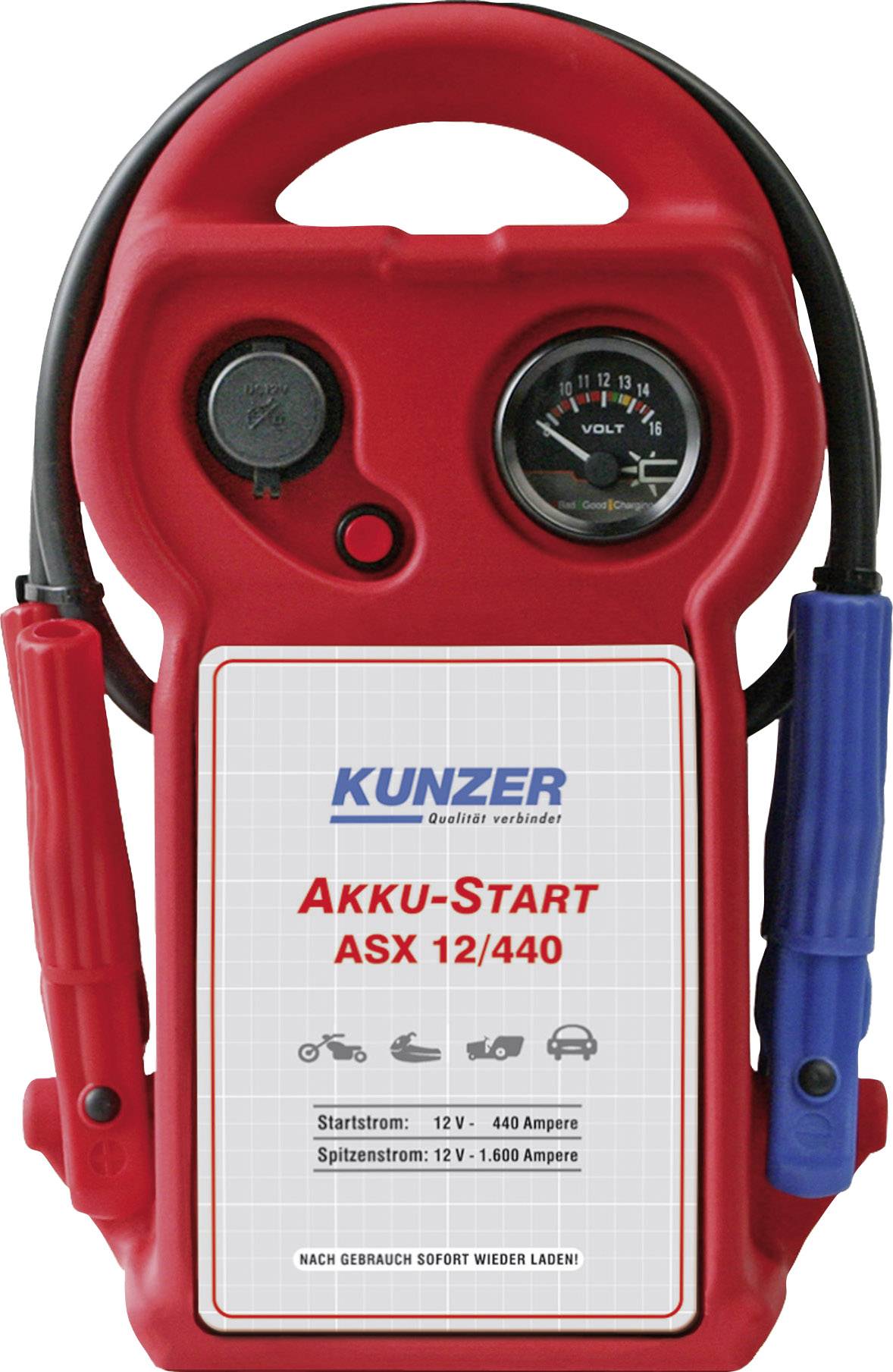 Kunzer Schnellstartsystem AKKU Start ASX 12440 Starthilfestrom (12 V)=440 A Kunzer Schnellstartsystem AKKU Start ASX 12440 Starthilfestrom (12 V)=440 A