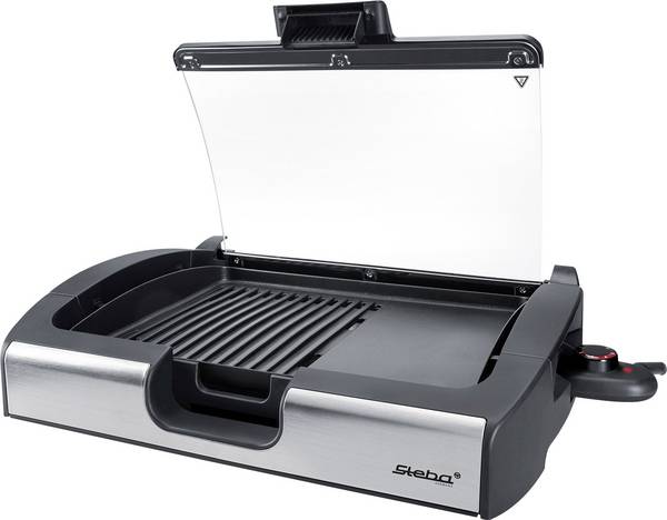 Steba VG 200 Tisch Elektro-Grill mit Glasdeckel  Schwarz, Glas
