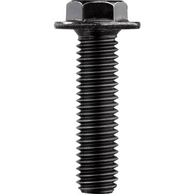 Schwarze Metallschraube mit Sechskantkopf und durchgehendem Gewinde.