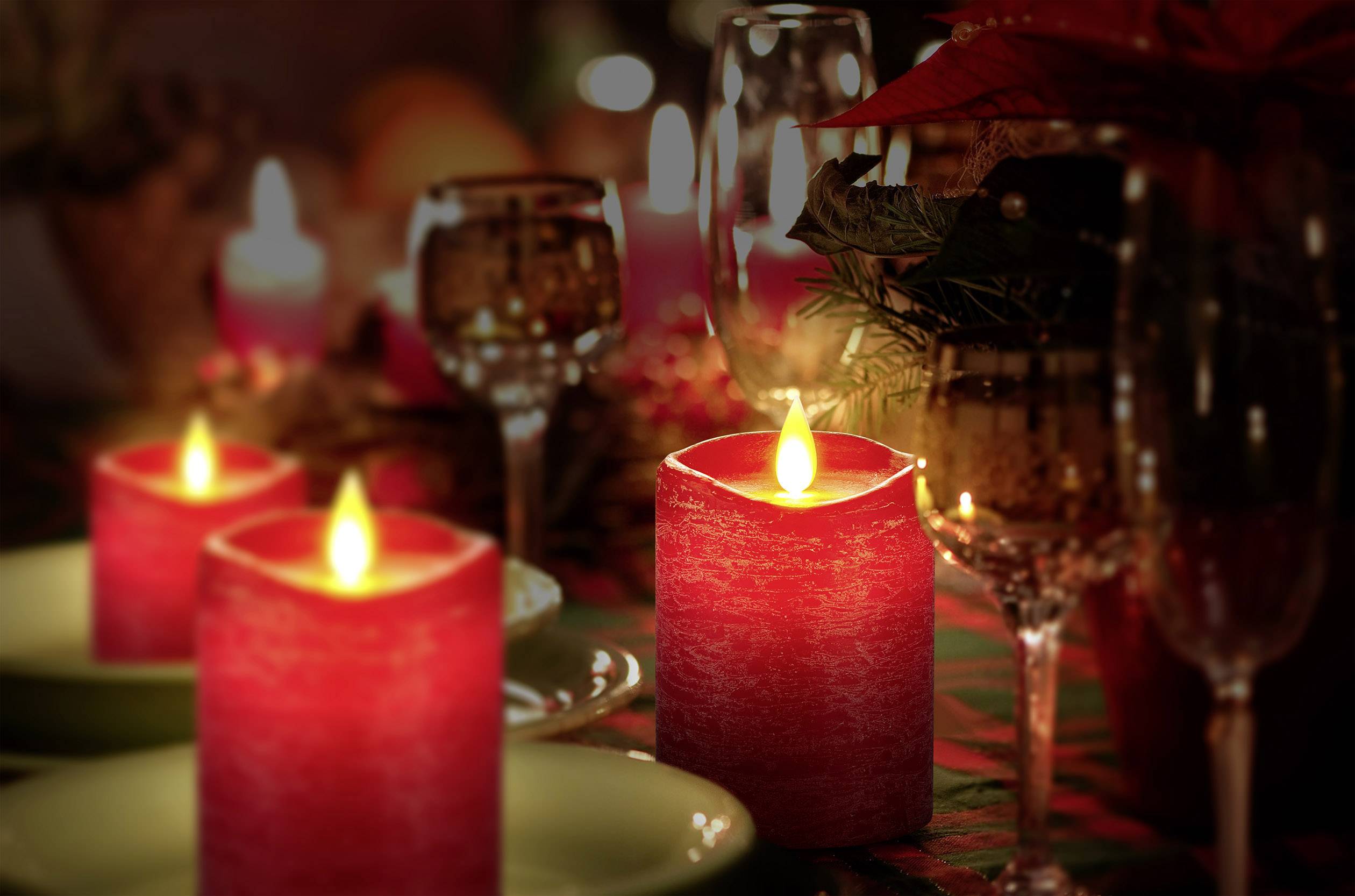 Polarlite LED-Echtwachskerze Rot 