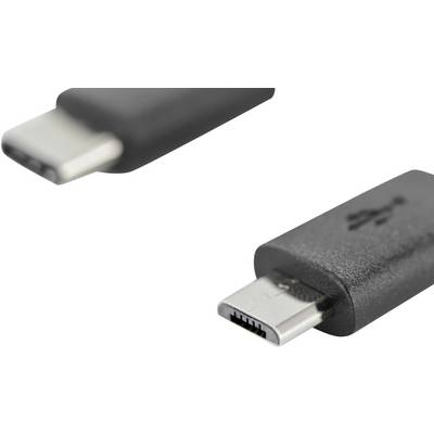 Digitus USB-Kabel USB 2.0 USB-C® Stecker, USB-Micro-B Stecker 1.80 m Schwarz Rund, beidseitig verwendbarer Stecker, dopp-1