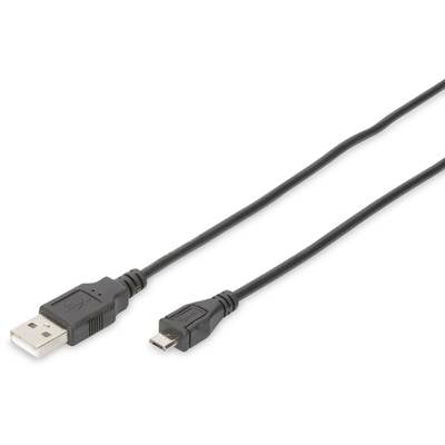 Digitus USB-Kabel USB 2.0 USB-A Stecker, USB-Micro-B Stecker 1.80 m Schwarz Rund, doppelt geschirmt DB-300127-018-S