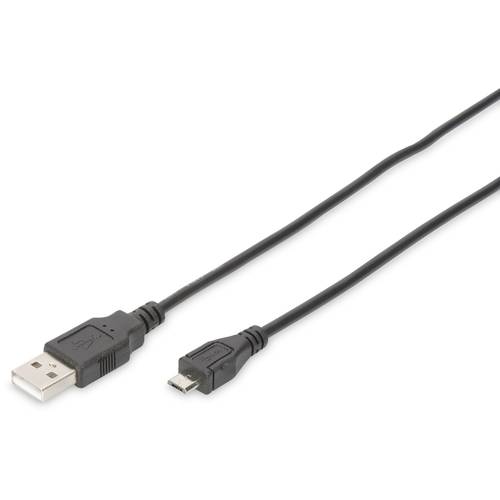 Digitus USB-Kabel USB 2.0 USB-A Stecker, USB-Micro-B Stecker 1.80 m Schwarz Rund, doppelt geschirmt DB-300127-018-S