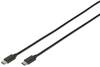 Digitus USB-Kabel USB 2.0 USB-C® Stecker, USB-C® Stecker 1.80 m Schwarz Rund, beidseitig verwendbarer Stecker, doppelt geschirmt DB-300138-018-S