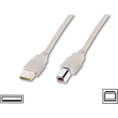 Digitus USB-Kabel USB 2.0 USB-A Stecker, USB-B Stecker 1.00 m Beige  AK-300105-010-E