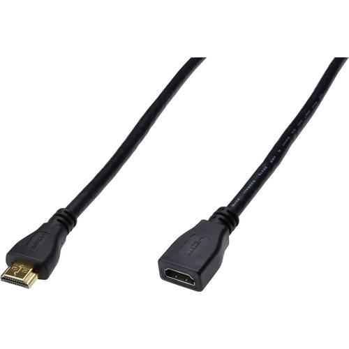 Digitus HDMI Verlängerungskabel HDMI-A Stecker, HDMI-A Buchse 5.00 m Schwarz AK-330201-050-S Rund, vergoldete Steckkonta...
