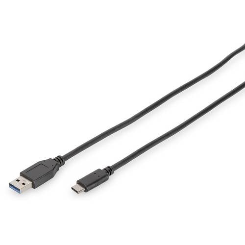 Digitus USB-Kabel USB 3.2 Gen1 (USB 3.0 / USB 3.1 Gen1) USB-C® Stecker, USB-A Stecker 1.00 m Schwarz Rund, doppelt gesch...