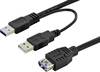 Digitus USB-Kabel USB 3.2 Gen1 USB-A Stecker, USB-A Buchse 0.30 m Schwarz Rund, doppelt geschirmt DB-300140-003-S