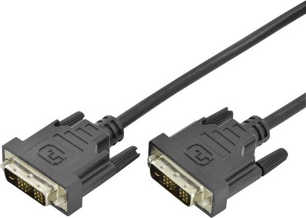 Digitus DVI Anschlusskabel DVI-D 18+1pol. Stecker, DVI-D 18+1pol. Stecker 2.00 m Schwarz DB-320107-020-S Rund, doppelt geschirmt DVI-Kabel