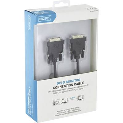 Digitus DVI Anschlusskabel DVI-D 18+1pol. Stecker, DVI-D 18+1pol. Stecker 2.00 m Schwarz DB-320107-020-S Rund, doppelt g-2