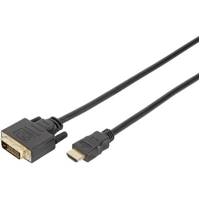Digitus HDMI / DVI Adapterkabel HDMI-A Stecker, DVI-D 18+1pol. Stecker 2.00 m Schwarz DB-330300-020-S HDMI-fähig, Rund, 