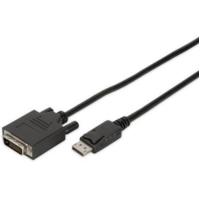 'Ein schwarzes Kabel mit einem DVI-Stecker auf der einen Seite und einem DisplayPort-Stecker auf der anderen Seite.'