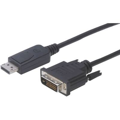 DisplayPort-zu-DVI-Adapterkabel mit schwarzer Ummantelung. Verwendet zur Verbindung von Computergrafikkarten mit DVI-kompatiblen Monitoren.