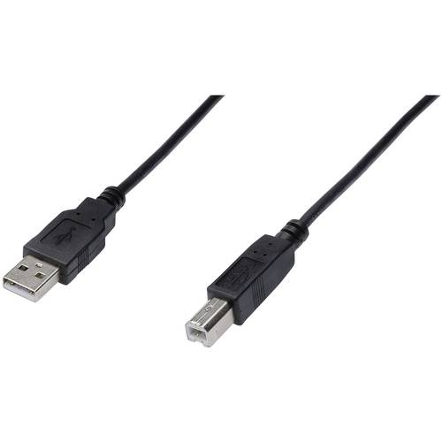 Digitus USB-Kabel USB 2.0 USB-A Stecker, USB-B Stecker 1.00 m Schwarz Rund, doppelt geschirmt AK-300105-010-S