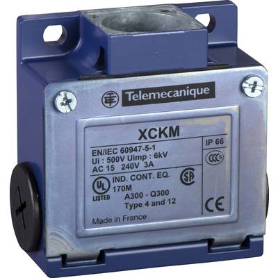 'Telemecanique Endschalter XCKM, IP66, 500V, 6kV, AC15 240V 3A, A300-Q300, EN/IEC 60947-5-1, Made in France.'
