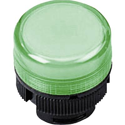 Grüner Druckknopf mit schwarzem Sockel, oft für elektrische Steuerungen verwendet, symbolisiert den Start oder aktivierten Zustand.