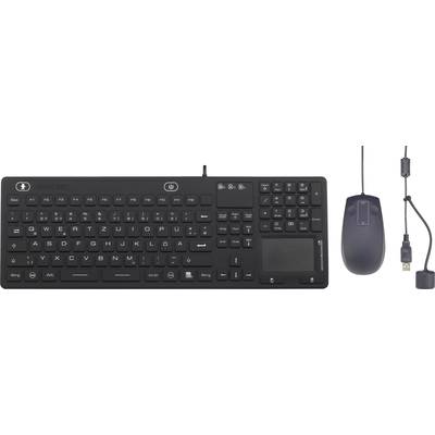 Renkforce IP 68 Industrie USB Tastatur, Maus-Set Spritzwassergeschützt, Staubgeschützt, Touch-Oberfläche Deutsch, QWERTZ