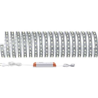 Eine Rolle LED-Lichterkette mit warmweißen Lichtern, Anschlusskabel und Transformator. Geeignet zur Dekoration oder Beleuchtung.