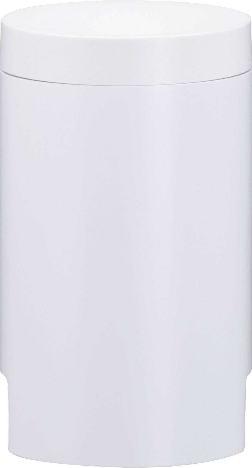 Weißer, zylindrischer Behälter mit glatter Oberfläche, möglicherweise ein Mülleimer oder ein Aufbewahrungsgefäß, ohne sichtbare Öffnung.