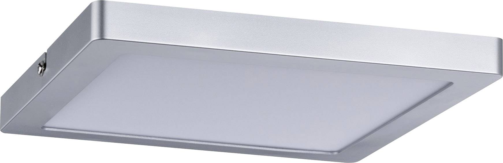 Ein flacher, rechteckiger LED-Deckenstrahler in silbernem Gehäuse, der modernes Design mit funktionaler Beleuchtung verbindet.