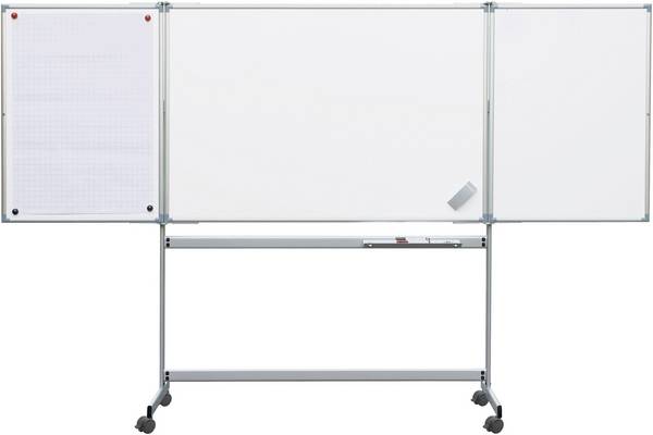 Maul Mobiles Whiteboard, Klapptafel MAULpro (B x H) 150 cm x 100 cm Weiß kunststoffbeschichtet Inkl. 2 klappbarer Flügel, Inkl. Ablageschale, Beide Seiten nutzbar