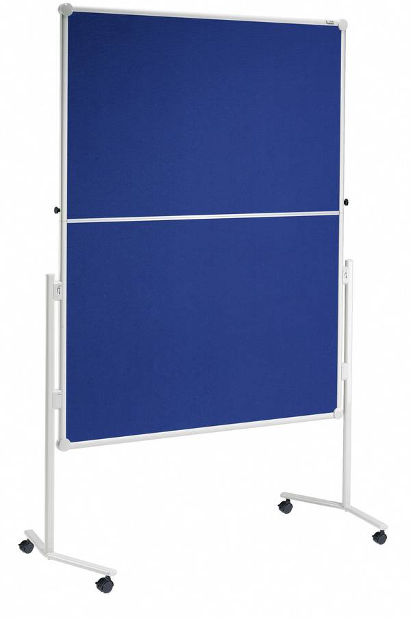 Maul Moderationstafel MAULpro (B x H) 120 cm x 150 cm Textil Blau Inkl. Ablageschale, Inkl. Rollen, Inkl. Blockhalter, beidseitig verwendbar, Pinntafel, zusammenklappbar 6380682